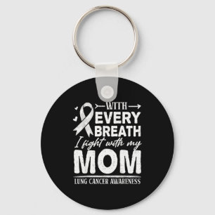 Mom Lung Cancer Awareness White Ribbon Family Supr Key Ring