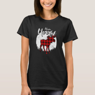 Mom Moose Red Plaid Buffalo Matching Family Pajama T-Shirt