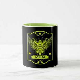 Mom Motorbike Rider Two-Tone Coffee Mug