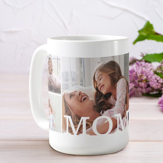 MOM Multiple Photo Collage & Custom Monogram Coffee Mug (Creator Uploaded)