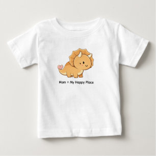 Mom = My Happy Place – Cute Baby Triceratops Illus Baby T-Shirt