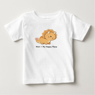 Mom = My Happy Place – Cute Baby Triceratops Illus T-Shirt