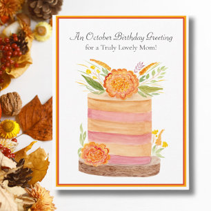 Mom October Birthday with Marigolds on Cake Card