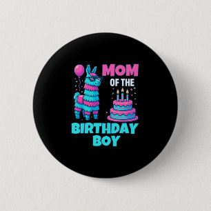 Mom Of Birthday Boy Llama Pinata Party Family Math 6 Cm Round Badge