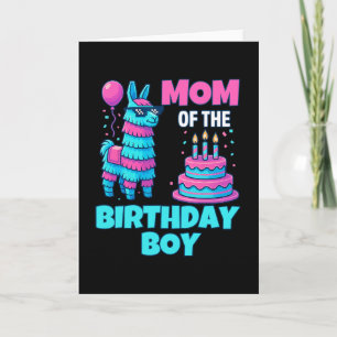 Mom Of Birthday Boy Llama Pinata Party Family Math Card