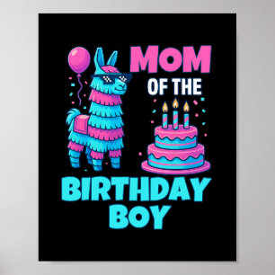 Mom Of Birthday Boy Llama Pinata Party Family Math Poster