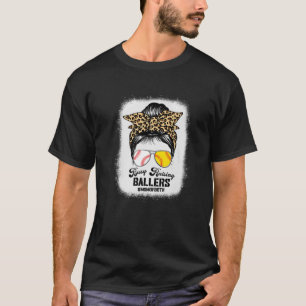 Mom Of Both Busy Raising Ballers Softball Baseball T-Shirt