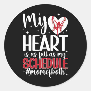 Mom Of Both Proud Dance And Baseball Mom Classic Round Sticker