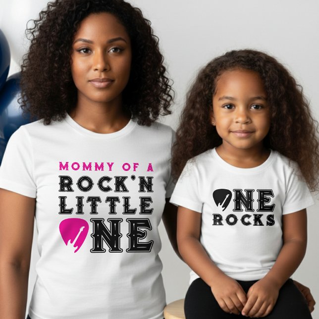 Mom of Rock'n Little One Guitar Pick 1st Birthday T-Shirt (Creator Uploaded)