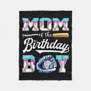 Mom Of The Birthday Boy Baseball Ice Cream Drip Ma Fleece Blanket