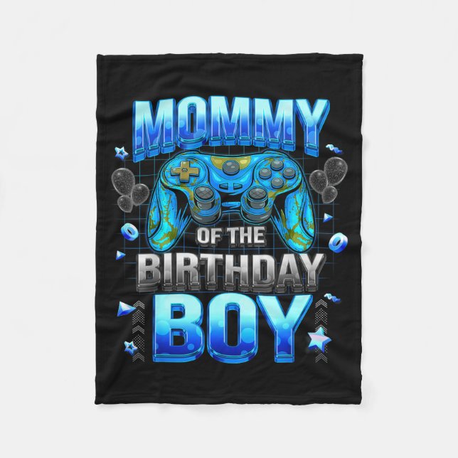 Mom Of The Birthday Boy Cool Gamer Funny Video Gam Fleece Blanket (Front)