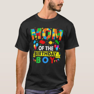 Mom Of The Birthday Boy Master Builder Blocks Toy T-Shirt