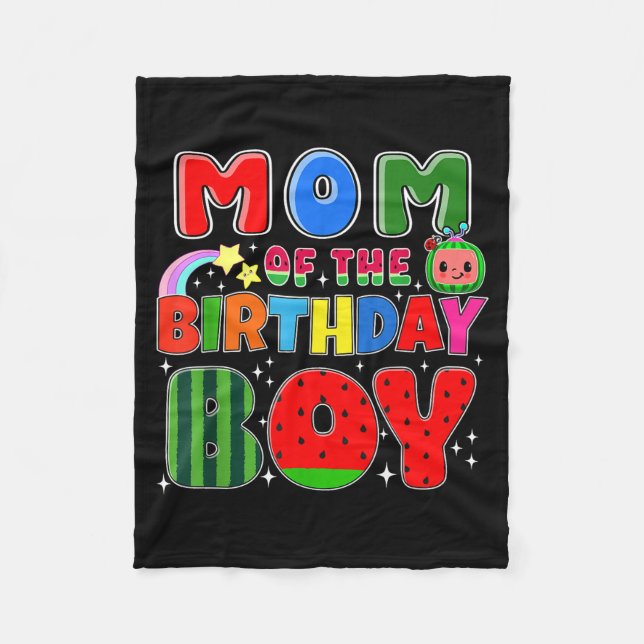 Mom Of The Birthday Boy Melon Family Matching Funn Fleece Blanket (Front)