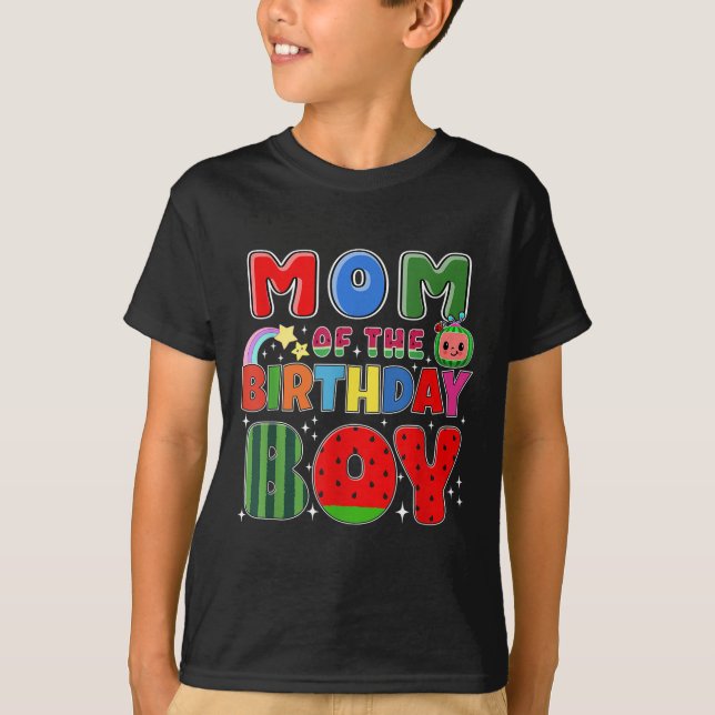 Mom Of The Birthday Boy Melon Family Matching Funn T-Shirt (Front)