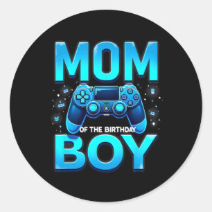 Mom Of The Birthday Boy Video Gamer Gaming Classic Round Sticker