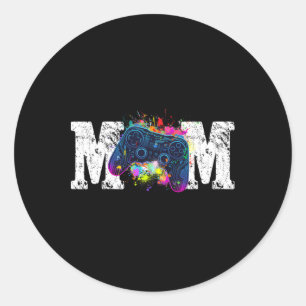 Mom Of The Birthday Gamer Funny Birthday Gaming  Classic Round Sticker