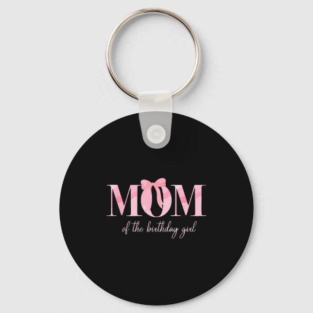 Mom Of The Birthday Girl Family Nk Coquette Bow  Key Ring (Front)