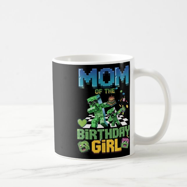 Mom Of The Birthday Girl Funny Video Game Pixel Gi Coffee Mug (Right)