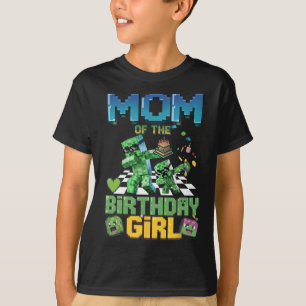 Mom Of The Birthday Girl Funny Video Game Pixel Gi T-Shirt