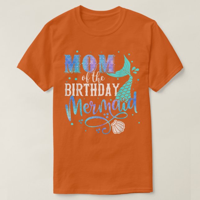 Mom Of The Birthday Mermaid Family Matching Party  T-Shirt (Design Front)