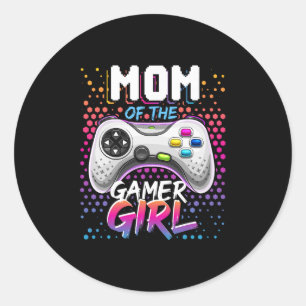 Mom Of The Gamer Girl Matching Video Game Birthday Classic Round Sticker