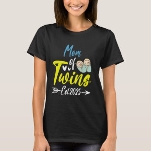 MOM of Twins Baby Shower 2025 Boy Girl Pregnancy F T-Shirt