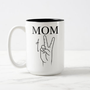MOM OF TWO, Mum of twins, Mum of three Two-Tone Coffee Mug