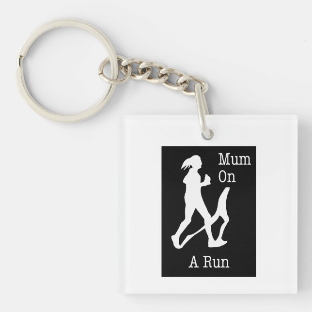 mom on a Run Acrylic Key Ring (Front)