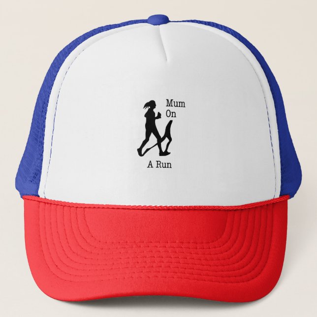 Mom on a Run Gift Present Trucker Hat (Front)