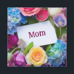 MOM or Custom Name Surrounded by Flowers Magnet<br><div class="desc">Mum or any custom name/text is featured on this pretty floral magnet.</div>