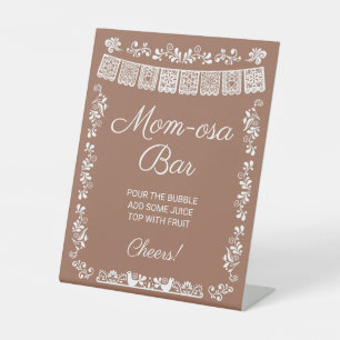 Mom-osa Bar Terracotta Baby Shower Pedestal Sign