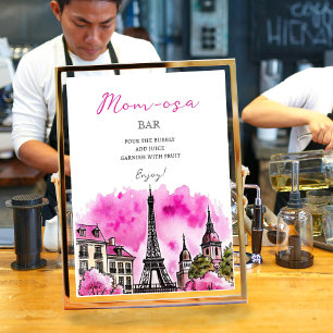 Mom-osa Paris French Bonjour Bebe Baby Shower Poster