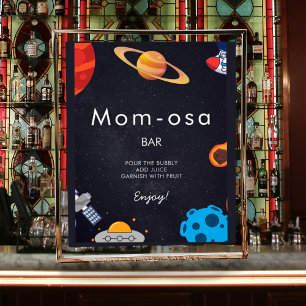 Mom-osa Space Boy Planets Astronaut Baby Shower Poster