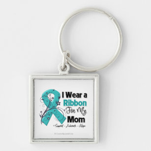 Mom - Ovarian Cancer Ribbon Key Ring