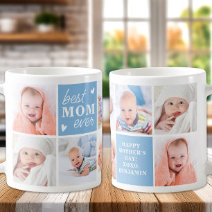 MOM Personalised Cute Mother's Day 8 Photo Collage Coffee Mug