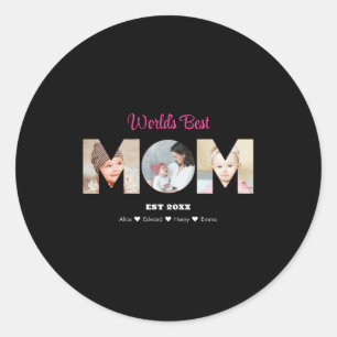 Mom Photo Collage Cutout Mothers Day Birthday  Classic Round Sticker
