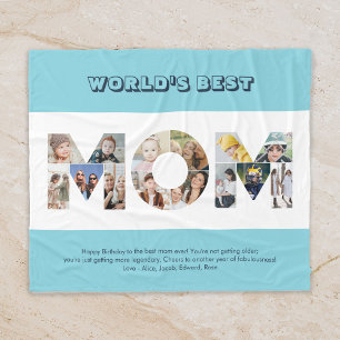 Mom Photo Collage Cutout Mother's Day Birthday Fleece Blanket