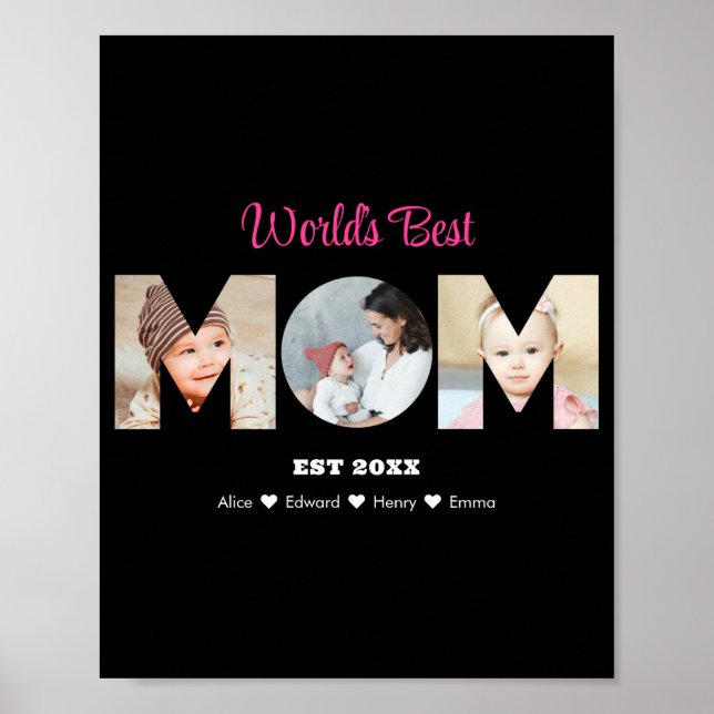Mom Photo Collage Cutout Mothers Day Birthday  Poster (Front)