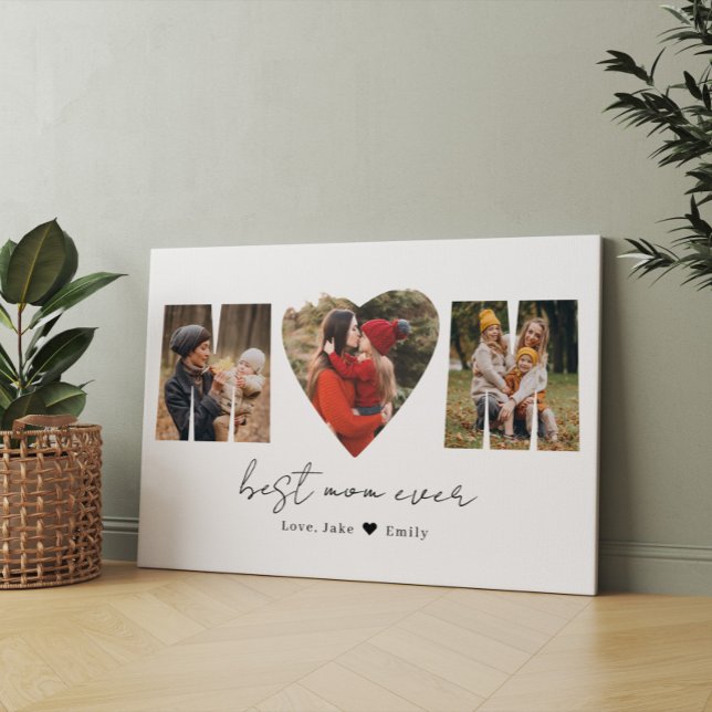 Mom Photo Collage Heart Photo Mother's Day Canvas  Print (Creator Uploaded)
