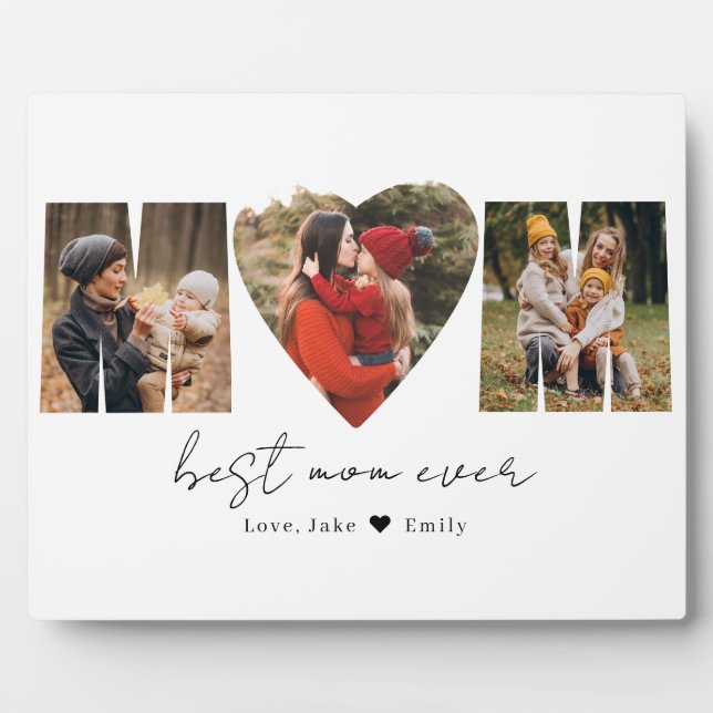 Mom Photo Collage Heart Photo Mother's Day Poster  Plaque (Front)