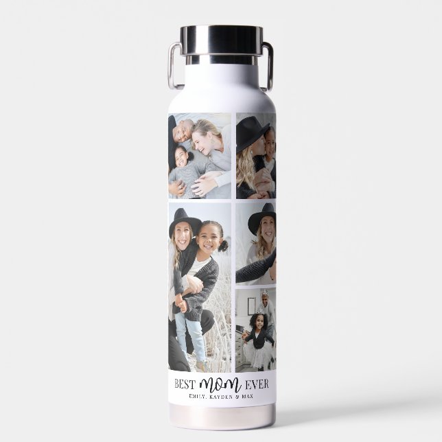 Mom Photo Collage Water Bottle (Front)