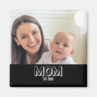 Mom Photo Minimal Typography Established Year Magnet