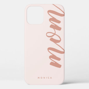 Mom Pink and Rose Gold Minimalist iPhone 12 Case