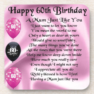 Mom poem  - 60th Birthday Coaster