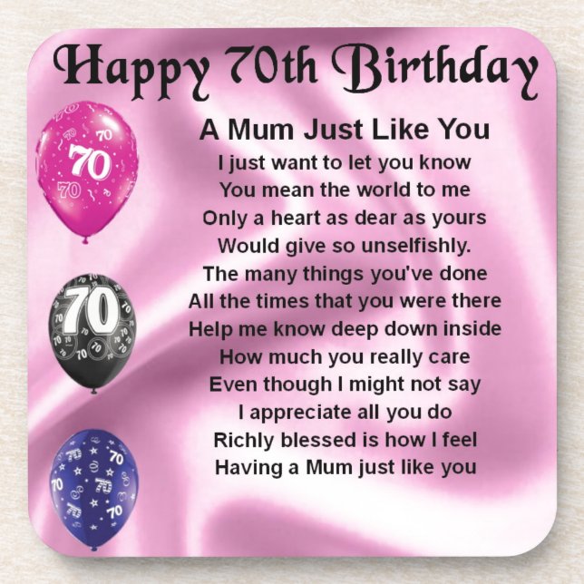 Mom Poem  -  70th Birthday Coaster (Front)