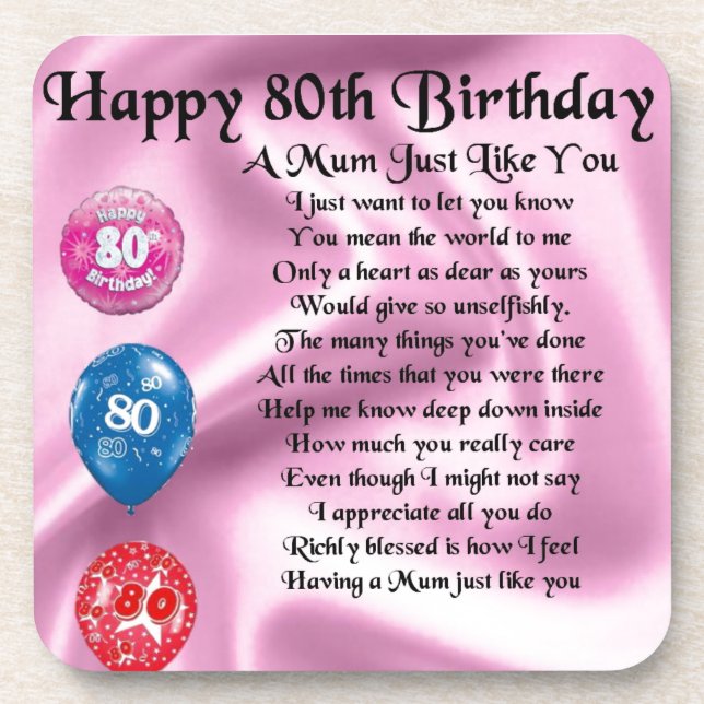 Mom Poem - 80th Birthday Coaster (Front)