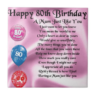 Mom Poem - 80th Birthday Tile
