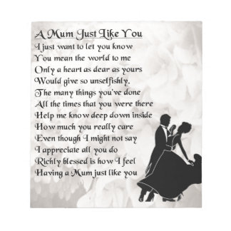 Mom Poem  -  Ballroom Dancers Notepad