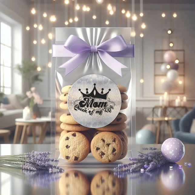 MOM Queen of my life Glitter CLASSIC ROUND STICKER (Creator Uploaded)