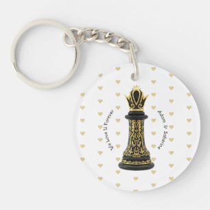 MOM Queen of my life, Golden Script Black Chess  Key Ring